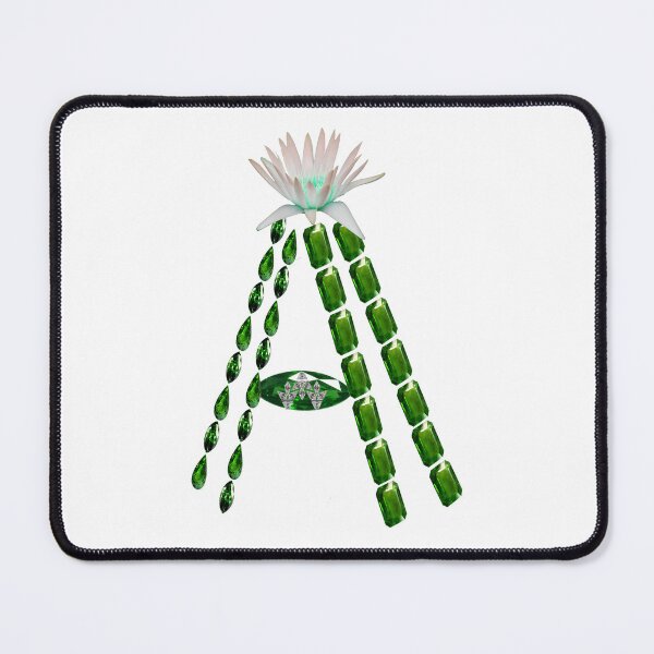 Item preview, Emerald Gemstone Floral Green Initial Letter A designed and sold by DigitalGemArt.