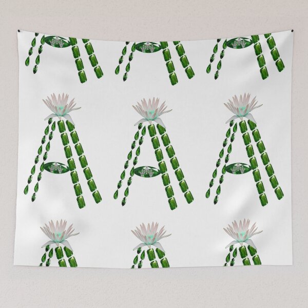 Item preview, Emerald Gemstone Floral Green Initial Letter A  designed and sold by DigitalGemArt.