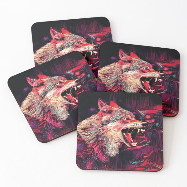 Item preview, Wolf Howling and Growling Colorful Wildlife Digital Illustration designed and sold by Abstract-Artist.