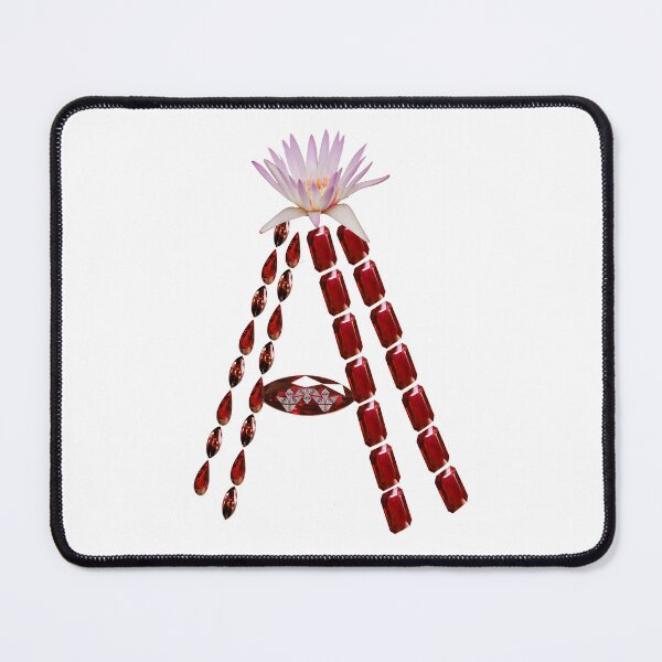 Item preview, Ruby Gemstone Diamond Botanical Red Name Initial Letter A  designed and sold by DigitalGemArt.