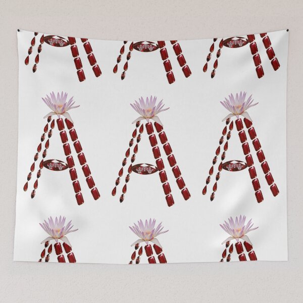 Item preview, Ruby Gemstone Diamond Botanical Red Name Initial Letter A  designed and sold by DigitalGemArt.