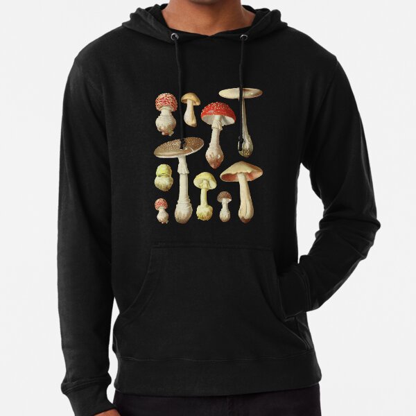 Botanical Mushroom Hoodie Dark Cottagecore Hoodie 