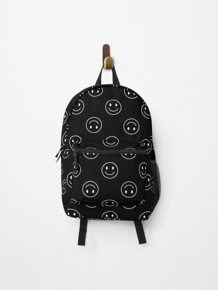 Black and White Dripping Smiley Backpack by artbylamia