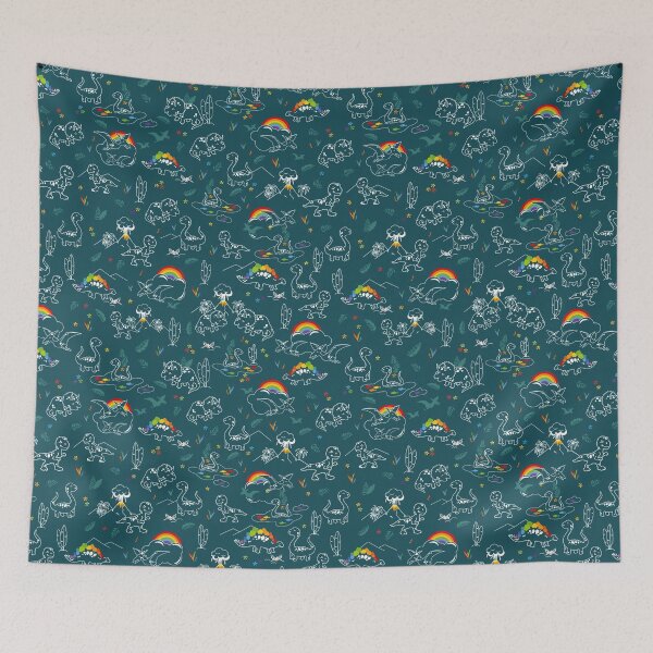 Item preview, Cute dinosaurs and rainbows pattern designed and sold by Melissa Plugge-Dekker.