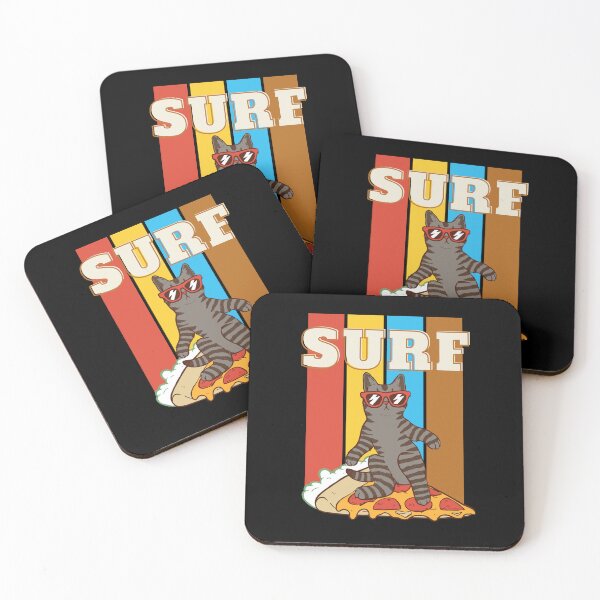 Item preview, Surfing: Cool Black Tabby Cat Surfer with a Pizza Surfboard designed and sold by OutofFocusShop.
