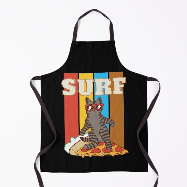 Item preview, Surfing: Cool Black Tabby Cat Surfer with a Pizza Surfboard designed and sold by OutofFocusShop.