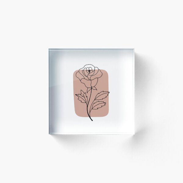 Item preview, Contemporáneo Moderno Botánico Flor de rosa Minimal Line Art - Tono tierra - Cálidos tonos neutros de la naturaleza Tan Black designed and sold by MLA-Artwork.
