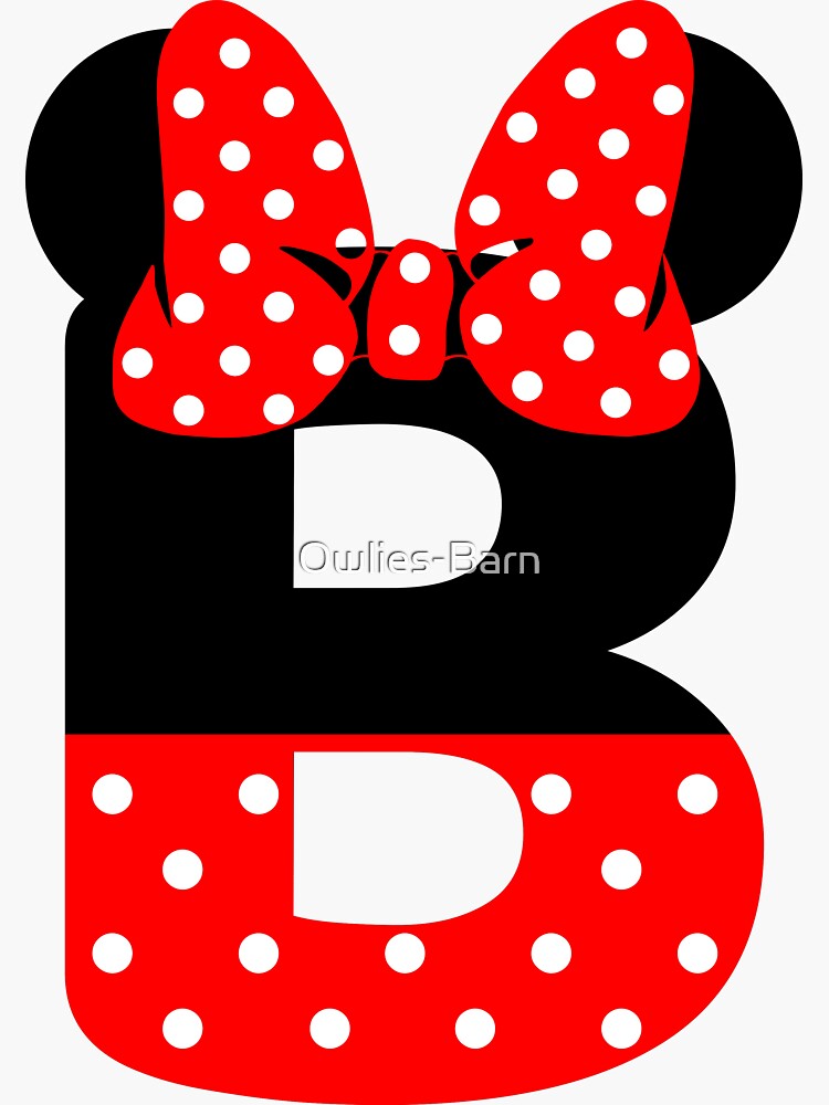 "Minnie Monogram - B" Sticker For Sale By Owlies-Barn | Redbubble