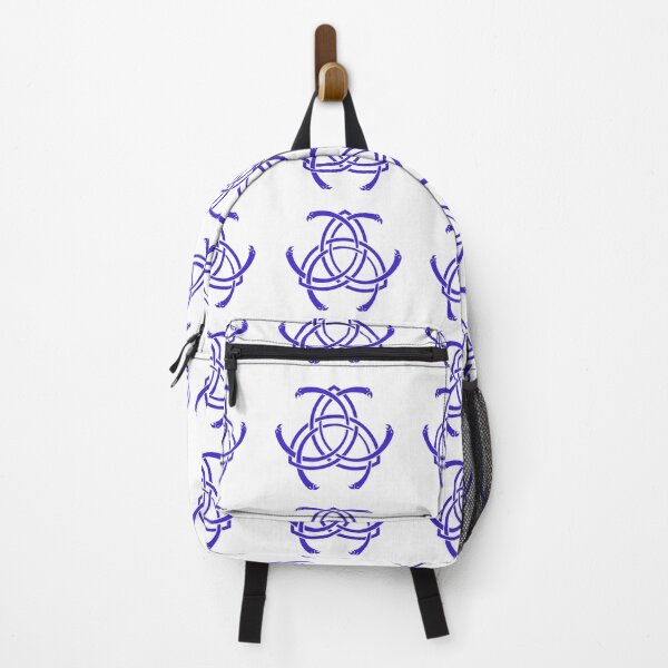 Aperçu de l'œuvre Noeud Viking Nordic Trinity Triquetra avec têtes d'oiseaux et pics - bleu avec fond blanc/transparent créée et vendue par MoAzim.