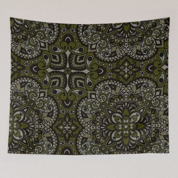 Item preview, Floral Mandala Repeat Pattern - Dark Army Green designed and sold by SemDesigns1.