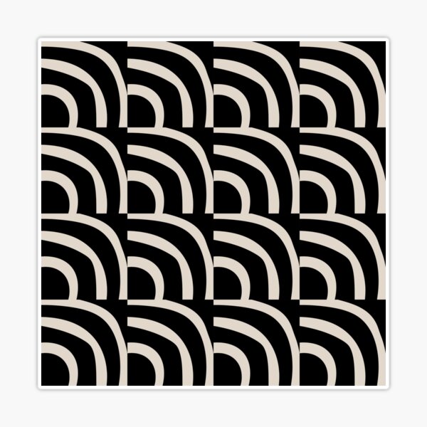 Mid Century Modern Geometric Pattern 637 Black and Linen White