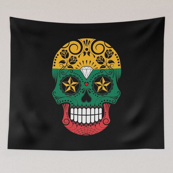Item preview, Sugar Skull with Roses and Flag of Lithuania designed and sold by JeffBartels.