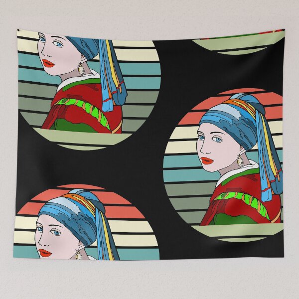 Item preview, girl with a pearl earing - retro sunset girl designed and sold by JaMatt1983.