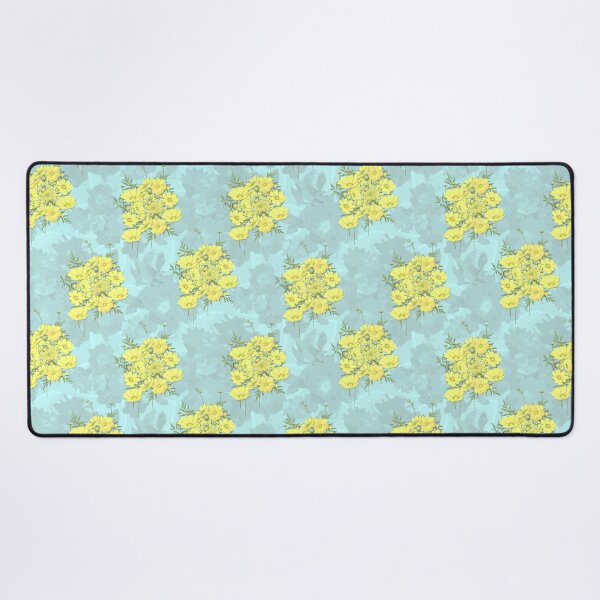 Item preview, Yellow Cosmos Flowers Nosegay on Light Blue Half-Drop Repeat 5748 designed and sold by Art in My Loft.