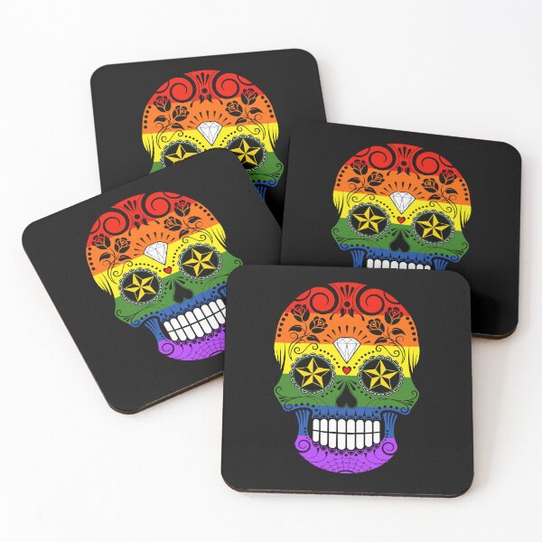 Item preview, Gay Pride Rainbow Flag Sugar Skull with Roses  designed and sold by JeffBartels.