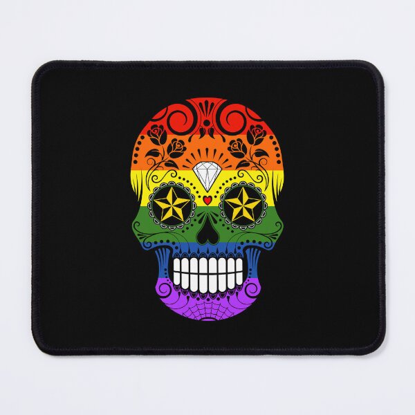 Item preview, Gay Pride Rainbow Flag Sugar Skull with Roses designed and sold by JeffBartels.