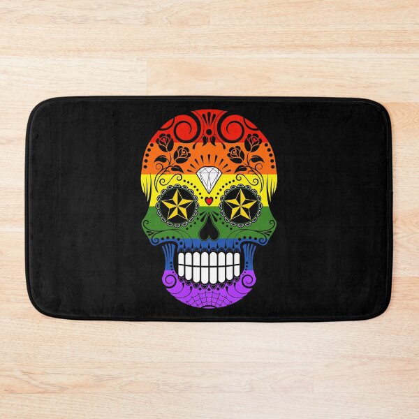 Item preview, Gay Pride Rainbow Flag Sugar Skull with Roses  designed and sold by JeffBartels.