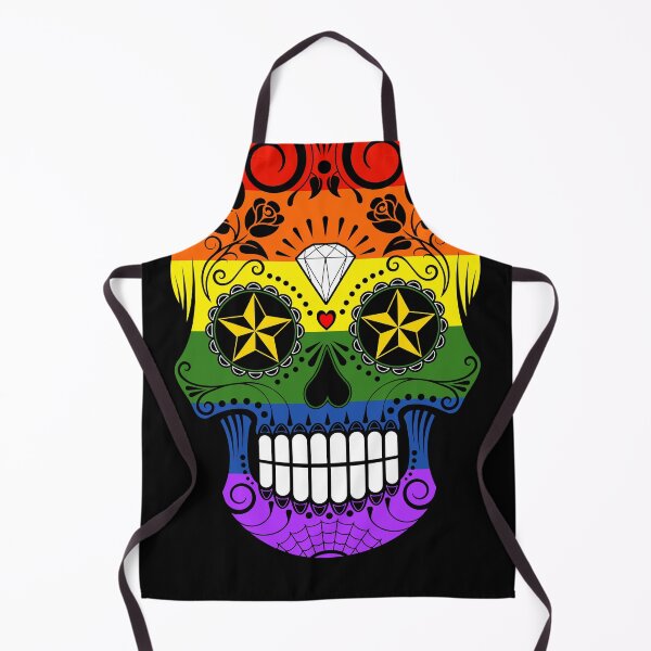 Item preview, Gay Pride Rainbow Flag Sugar Skull with Roses designed and sold by JeffBartels.