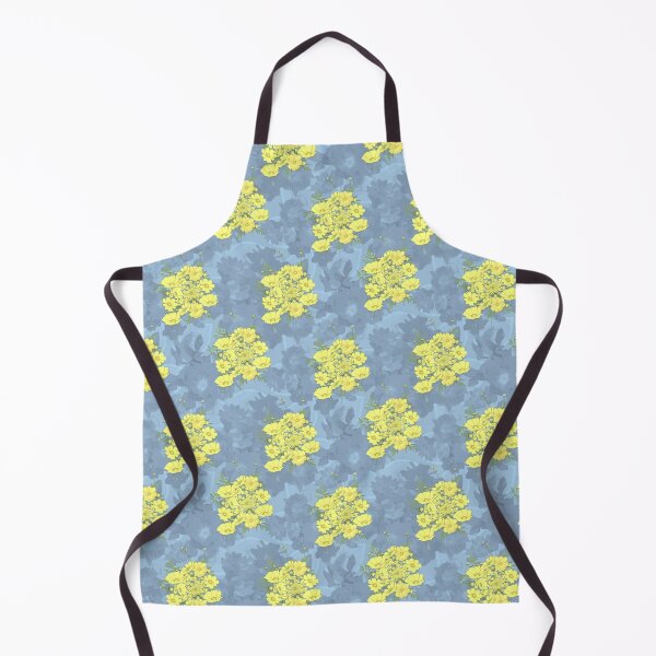 Item preview, Yellow Cosmos Flowers Nosegay on Blue Half-Drop Repeat 5748 designed and sold by Art in My Loft.