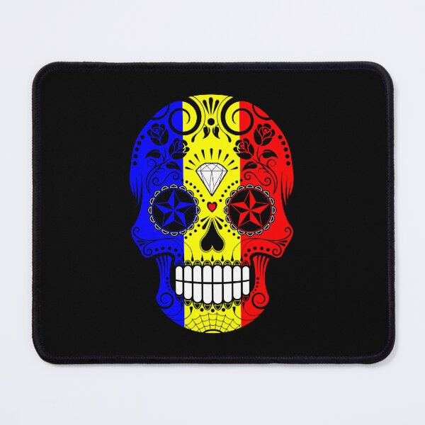 Item preview, Sugar Skull with Roses and Flag of Romania designed and sold by JeffBartels.