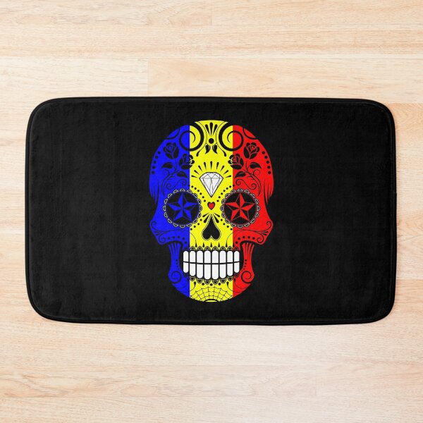 Item preview, Sugar Skull with Roses and Flag of Romania designed and sold by JeffBartels.