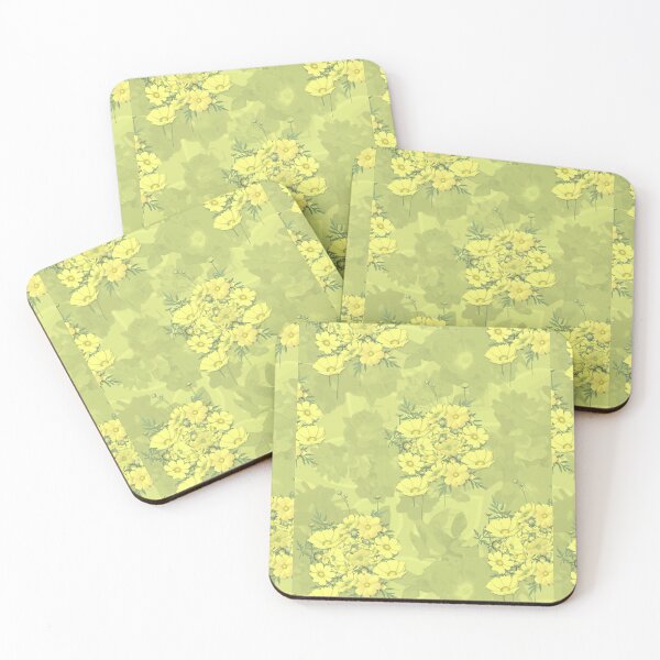 Item preview, Yellow Cosmos Flowers Nosegay on Yellow Green Half-Drop Repeat 5748 designed and sold by Art in My Loft.
