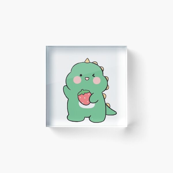 Item preview, Cute Dinosaur with a Strawberry, Dinosaur Drawing, Cute Dino Doodle designed and sold by Duundeed.
