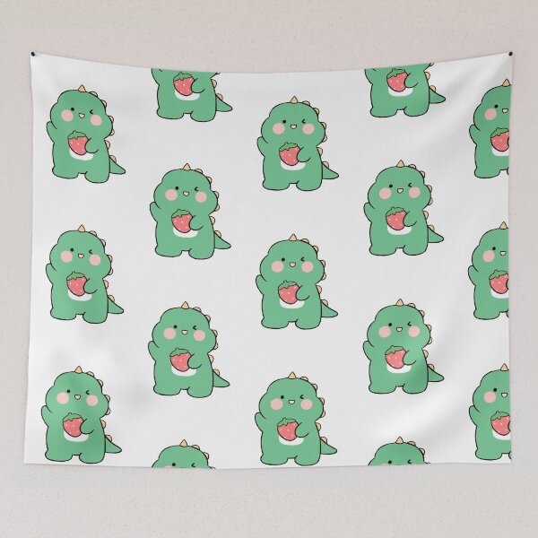 Item preview, Cute Dinosaur with a Strawberry, Dinosaur Drawing, Cute Dino Doodle designed and sold by Duundeed.
