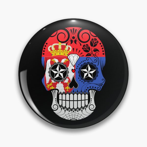 Item preview, Sugar Skull with Roses and Flag of Serbia designed and sold by JeffBartels.