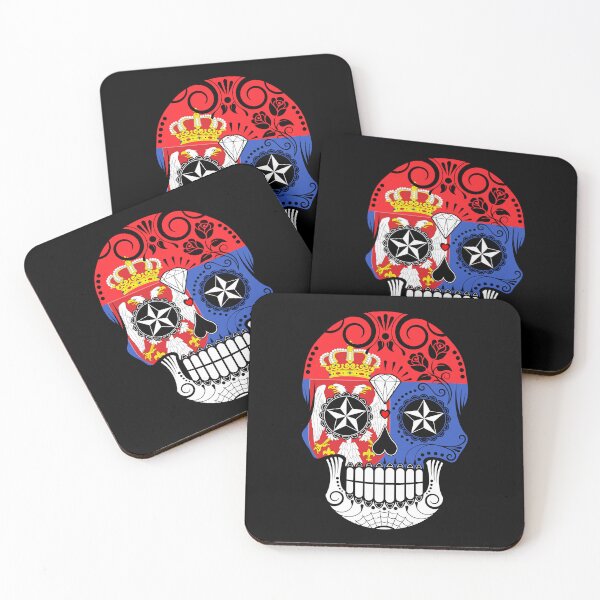 Item preview, Sugar Skull with Roses and Flag of Serbia designed and sold by JeffBartels.