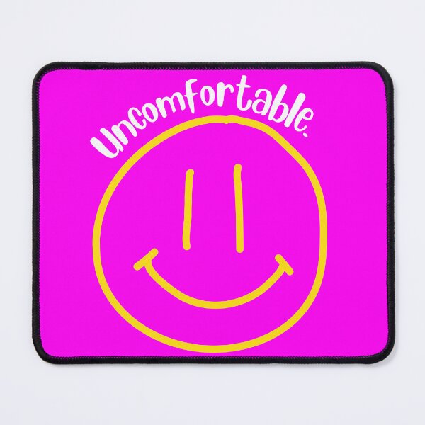 Item preview, Uncomfortable funny introvert quote with smiley face, hot pink and white and yellow designed and sold by Emily Roberts.