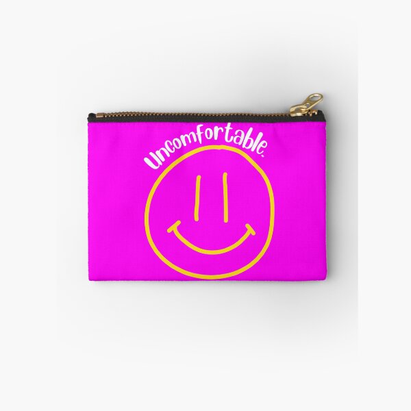 Item preview, Uncomfortable funny introvert quote with smiley face, hot pink and white and yellow designed and sold by Emily Roberts.