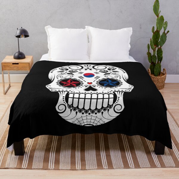 Item preview, Sugar Skull with Roses and Flag of South Korea designed and sold by JeffBartels.
