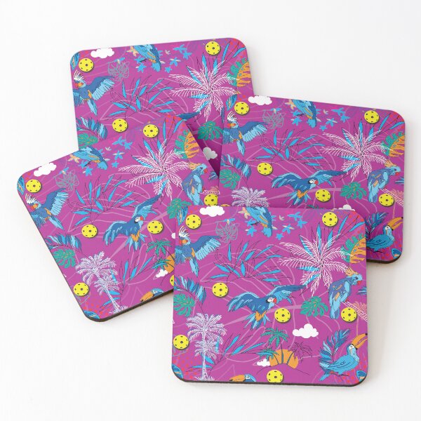 Item preview, Tropical magenta pickleball with birds designed and sold by EvieWoj.