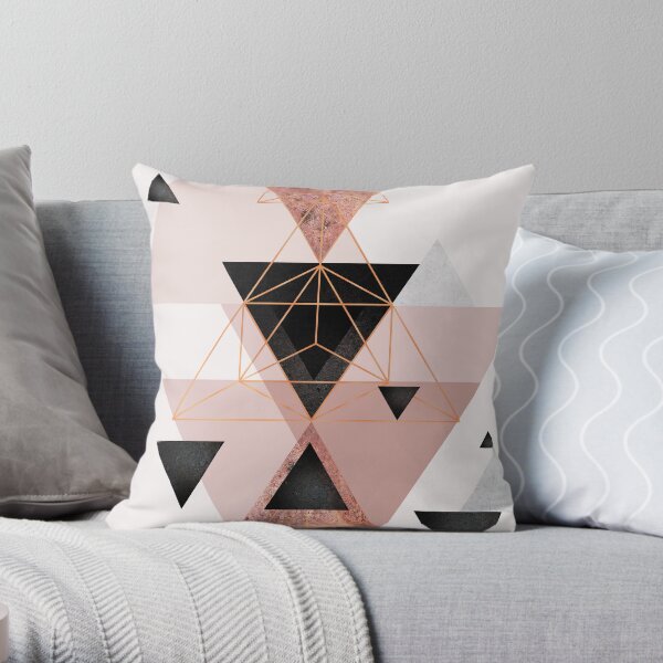Geometric Triangles in blush and rose gold Throw Pillow