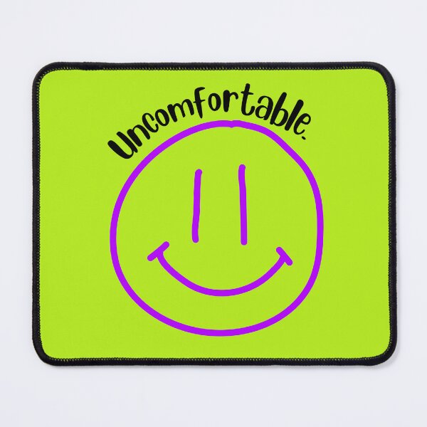Item preview, Uncomfortable antisocial introvert funny saying with lime green and purple smiley face designed and sold by Emily Roberts.
