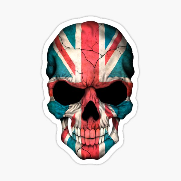 Biker Skull With Face BANDANA B&W Grunge Union Jack British UK Flag car sticker
