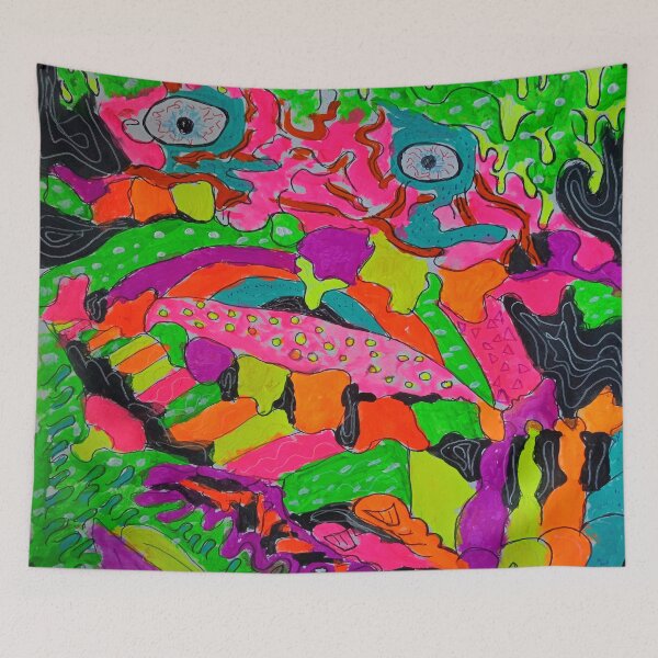 Item preview, Sketchbook 5-5 (Psychedelic Trippy Neon Fluorescent Lowbrow Gouache Art) designed and sold by Discordant Dreams Art.