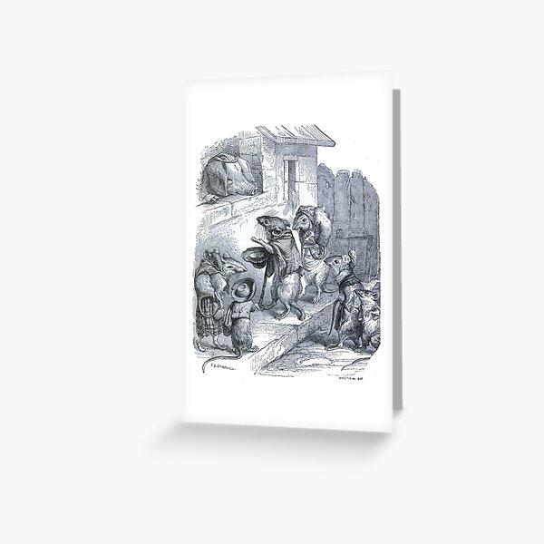Vintage "Poor Mouse Family" Print from Public and private life of animals (1877) Greeting Card