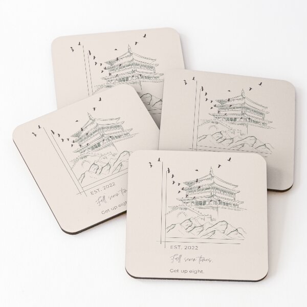 Item preview, Minimalistic Japanese Architecture in the Mountains  designed and sold by KadreeDesigns.