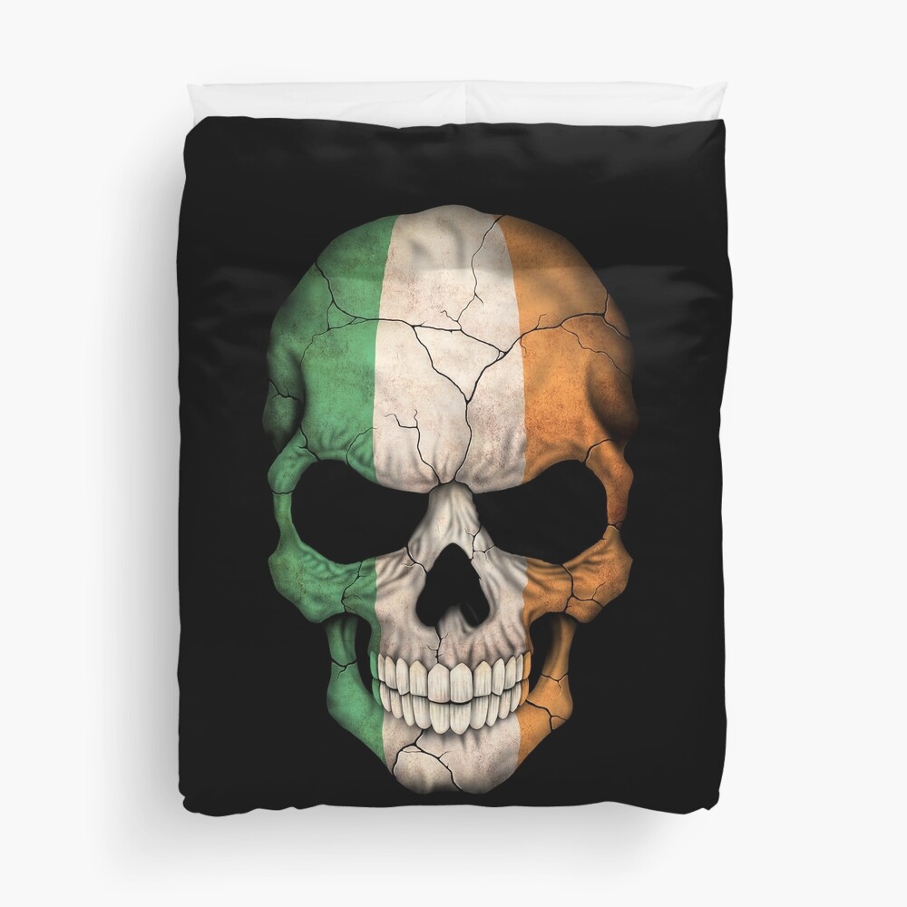 Discover Irish Flag Skull Duvet Cover