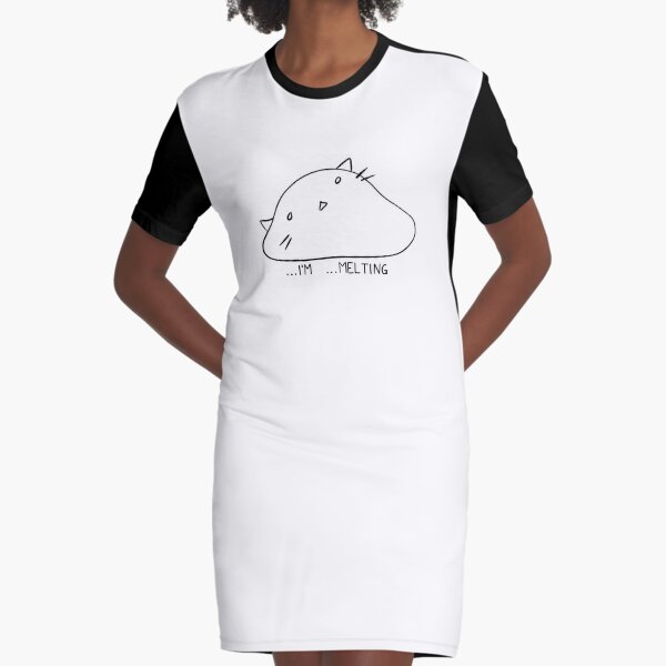 Melting Cat Graphic T-Shirt Dress