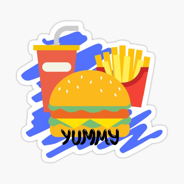  4” Hamburger Sticker Food Snack Grease Fast Food