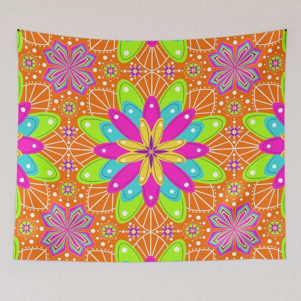 Item preview, Mandala pattern 80s neon colors orange designed and sold by Milamara.