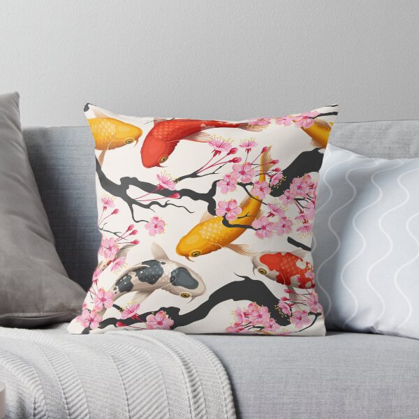 Koi Carp avec l'usine de Sakura Coussin