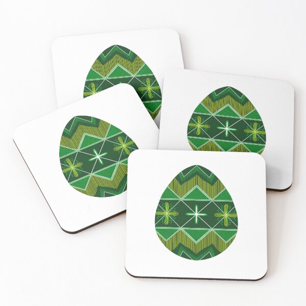 Item preview, Easter egg Ukrainian inspired green yellow designed and sold by hallas2b.
