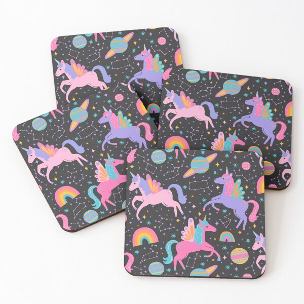 Item preview, Space Unicorns - Neon Rainbow on Black designed and sold by latheandquill.