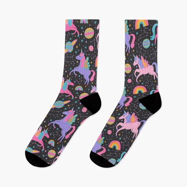 Item preview, Space Unicorns - Neon Rainbow on Black designed and sold by latheandquill.