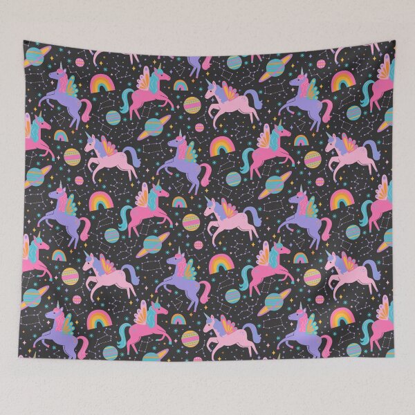 Item preview, Space Unicorns - Neon Rainbow on Black designed and sold by latheandquill.