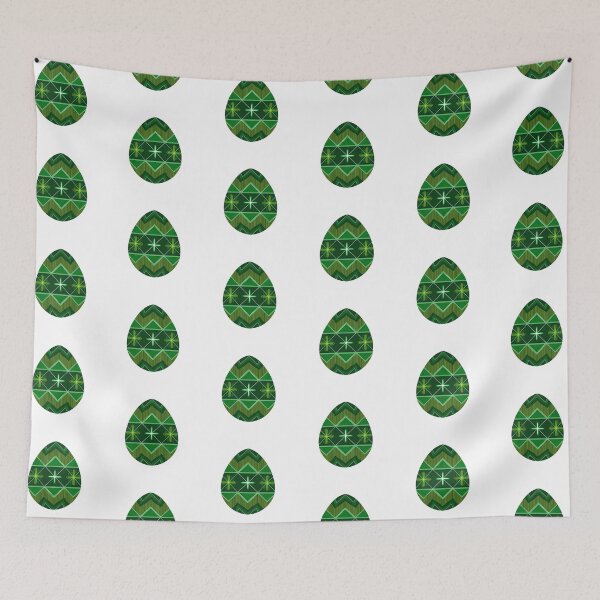 Item preview, Easter egg Ukrainian inspired pattern green yellow designed and sold by hallas2b.